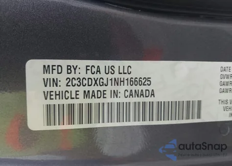 2022 Dodge Charger Scat Pack из США, поврежденный, VIN 2C3CDXGJ1NH166625